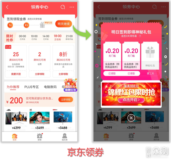 每两天送你7元随便花？京东羊毛组合技！_新浪众测