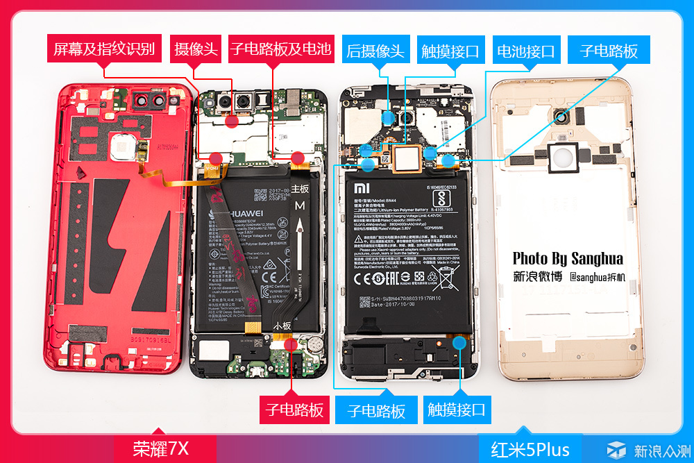要细节还是容量? 荣耀7X 红米5Plus对比拆机。_新浪众测