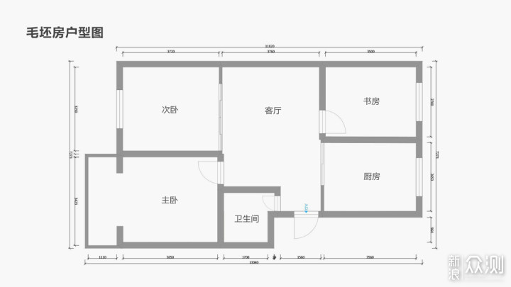 毛坯房户型图(自行测量尺寸绘制)