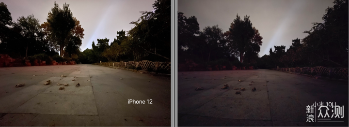 iPhone 12与小米10至尊纪念版超广角夜拍对比_新浪众测