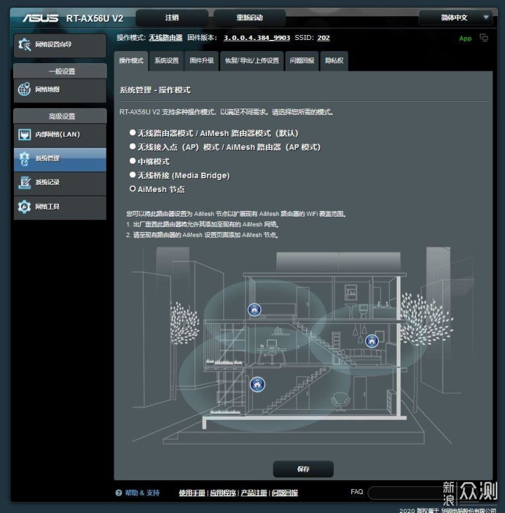 最便宜WiFi6 AiMesh，华硕AX56U热血版组网_新浪众测