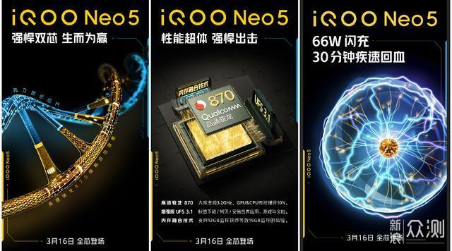 iQOO Neo5：骁龙870+66W+独显芯片，16日发布_新浪众测