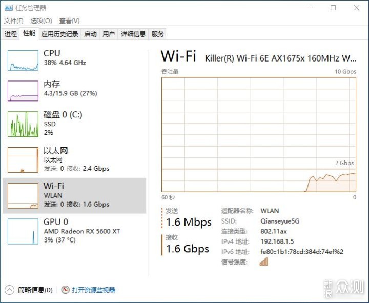 体验Wi-Fi 6E，Killer AX1675网卡深度体验_新浪众测