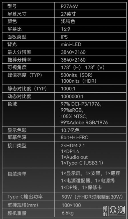 ！泰坦军团MiniLED电竞显示器P27A6V快速简评_新浪众测