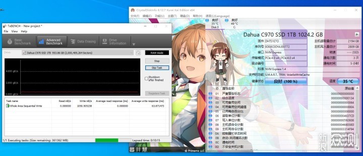 PCIE4.0+2000TBW，大华C970 1TB固态硬盘试玩_新浪众测