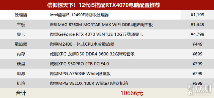 i5-12490F配RTX4070游戏主机推荐配置_新浪众测