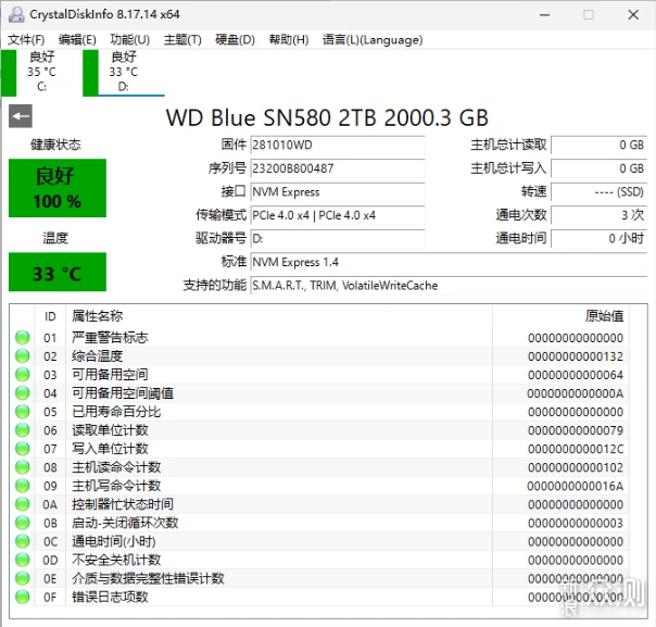 再升级，WD Blue SN580 NVMe SSD 2TB上手评测_新浪众测