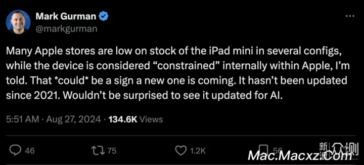 马克·古尔曼:预计苹果新款Macs要到10月才发布_新浪众测