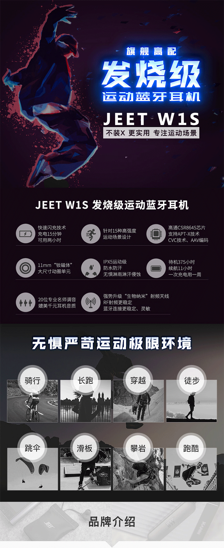 JEET W1S运动蓝牙耳机免费试用,评测