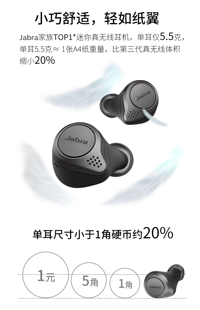 Jabra Elite 75t真无线蓝牙耳机免费试用,评测