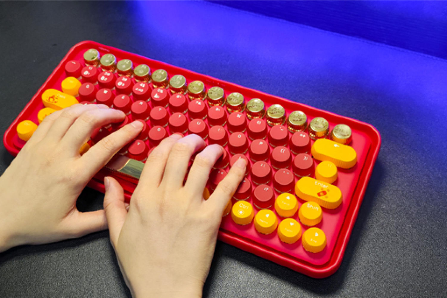 添金红装中式典雅ralemoPre5多模无线机械键盘